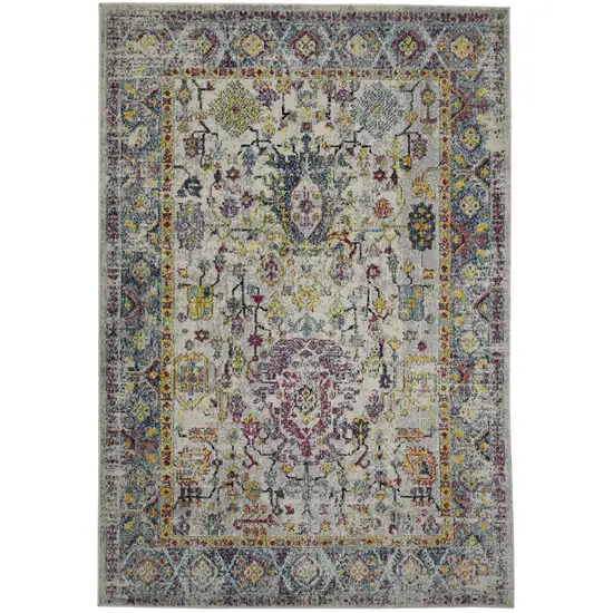 8' Gray Floral Power Loom Runner Rug Photo 1