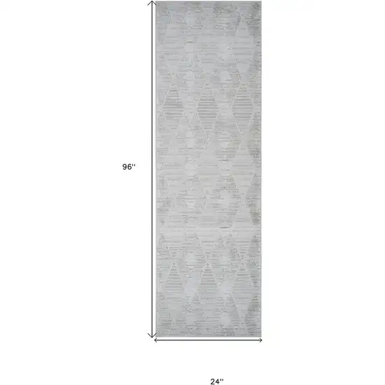 8' Gray and Ivory Geometric Distressed Area Rug Photo 7