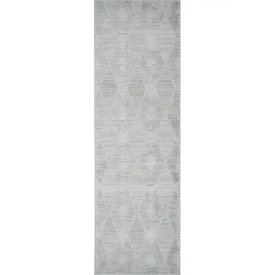 8' Gray Geometric Distressed Area Rug Photo 2