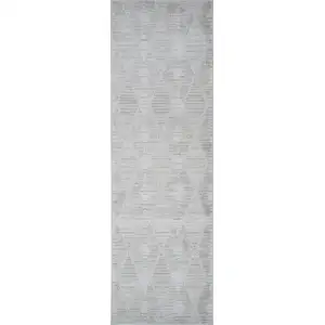 Photo of 8' Gray Geometric Distressed Area Rug