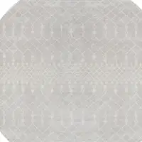 Photo of 4' Gray Geometric Power Loom Round Rug