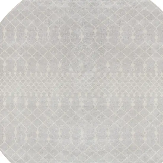 4' Gray Geometric Power Loom Round Rug Photo 6