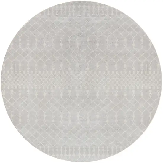 4' Gray Geometric Power Loom Round Rug Photo 2