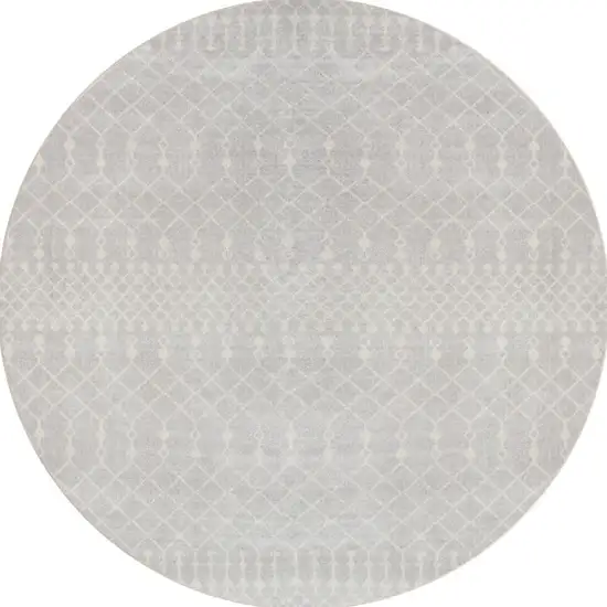 5' Gray Geometric Power Loom Round Rug Photo 4