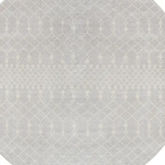 5' Gray Geometric Power Loom Round Rug Photo 6