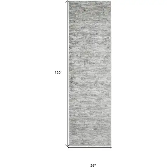 10' Gray Green And Ivory Striped Distressed Stain Resistant Runner Rug Photo 6