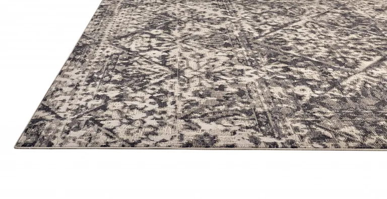 8' Gray Ivory And Silver Abstract Stain Resistant Runner Rug Photo 2