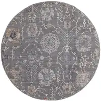 Photo of 6' Gray Ivory And Tan Round Floral Power Loom Area Rug
