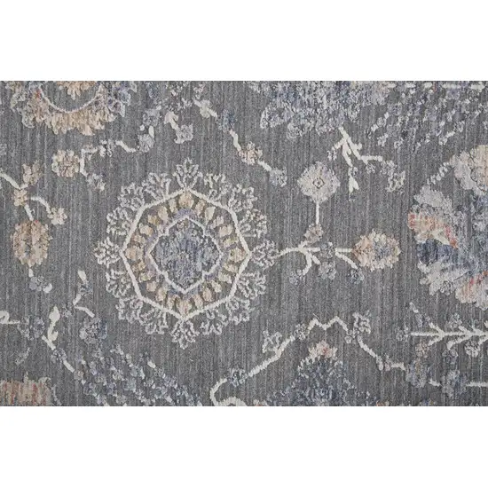 6' Gray Ivory And Tan Round Floral Power Loom Area Rug Photo 6