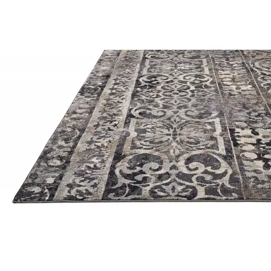 8' Gray Ivory And Taupe Abstract Stain Resistant Runner Rug Photo 4