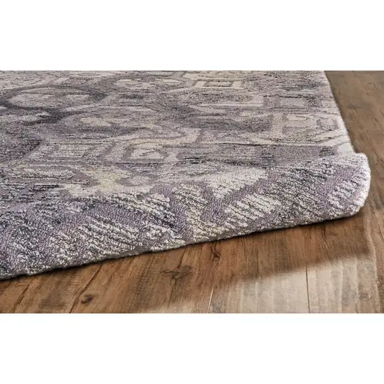 8' Gray Ivory And Taupe Wool Abstract Tufted Handmade Runner Rug Photo 4