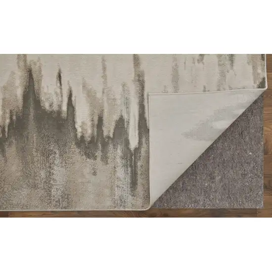 8' Gray Ivory and Taupe Abstract Power Loom Runner Rug Photo 4