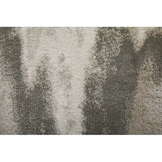 8' Gray Ivory and Taupe Abstract Power Loom Runner Rug Photo 9