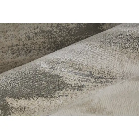 8' Gray Ivory and Taupe Abstract Power Loom Runner Rug Photo 8