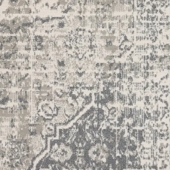 10' Gray Medallion Power Loom Runner Rug Photo 3