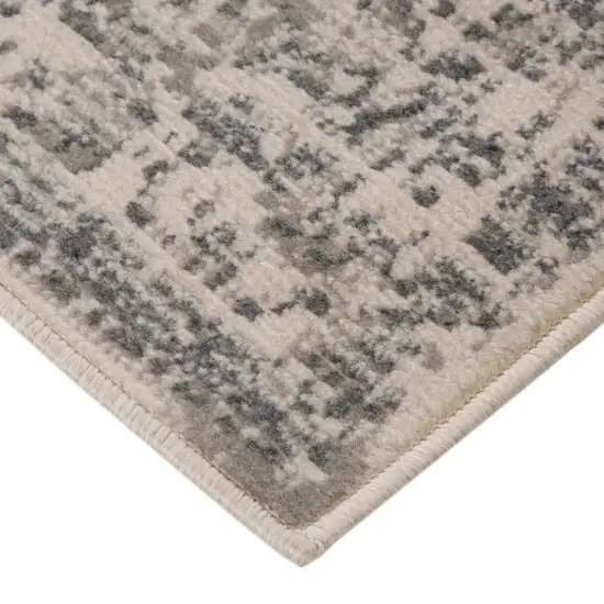 10' Gray Medallion Power Loom Runner Rug Photo 4