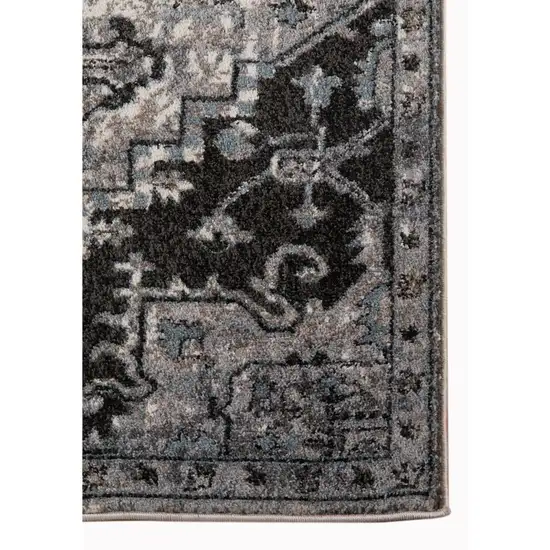 10' Gray Medallion Power Loom Runner Rug Photo 2