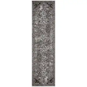 Photo of 10' Gray Medallion Power Loom Runner Rug