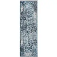 Photo of 10' Gray Medallion Power Loom Runner Rug