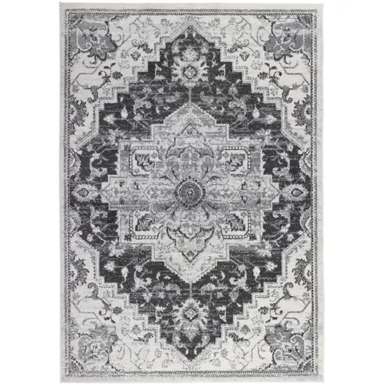 10' Gray Medallion Power Loom Runner Rug Photo 1