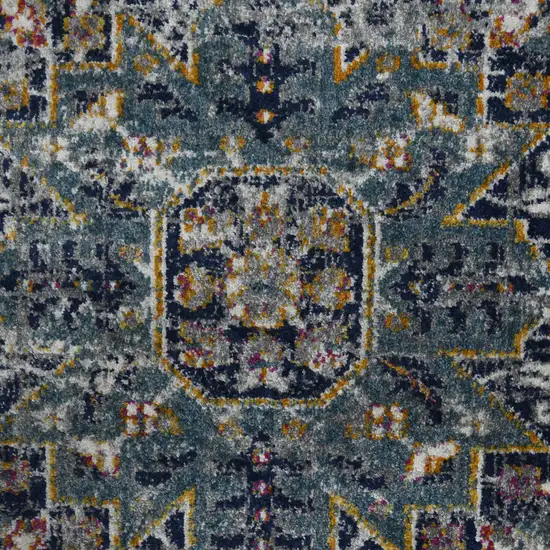 8' Gray Medallion Power Loom Runner Rug Photo 3