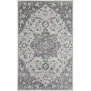 Photo of 8' Gray Medallion Power Loom Runner Rug