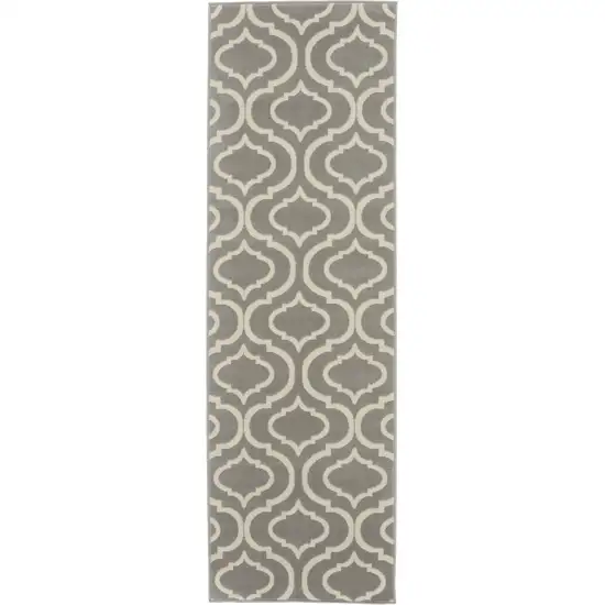 7' Gray Moroccan Power Loom Runner Rug Photo 2