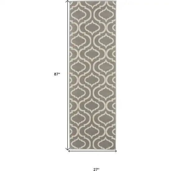 7' Gray Moroccan Power Loom Runner Rug Photo 5