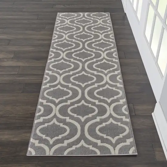 7' Gray Moroccan Power Loom Runner Rug Photo 4