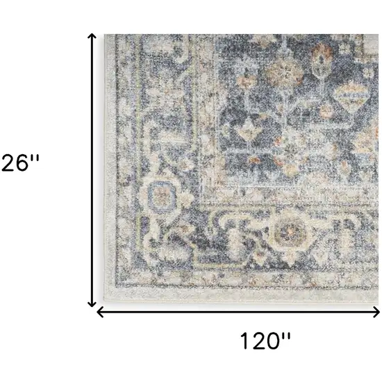 10' Gray Oriental Power Loom Distressed Washable Runner Rug Photo 5