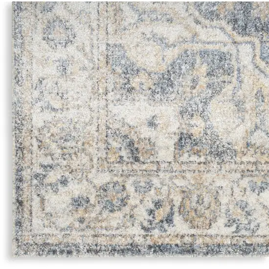 8' Gray Oriental Power Loom Washable Runner Rug Photo 1