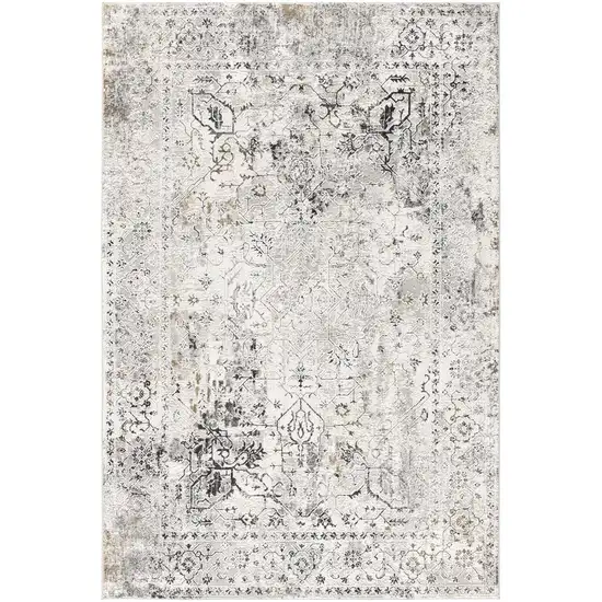 8' Gray Oriental Washable Non Skid Area Rug Photo 4