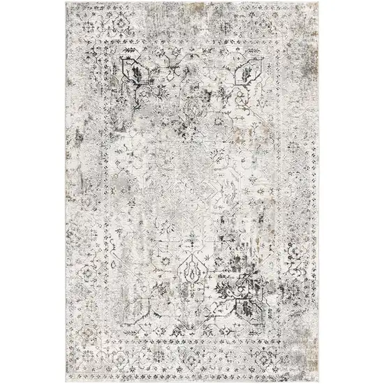 8' Gray Oriental Washable Non Skid Area Rug Photo 2