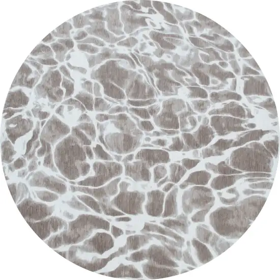 5' Gray Round Abstract Non Skid Area Rug Photo 2