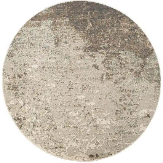 8' Gray Round Abstract Power Loom Area Rug Photo 1