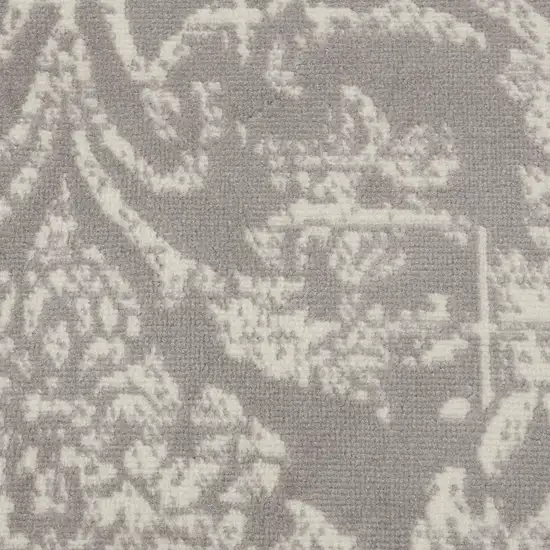 5' Gray Round Damask Power Loom Area Rug Photo 8