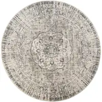 Photo of 8' Gray Round Medallion Power Loom Area Rug