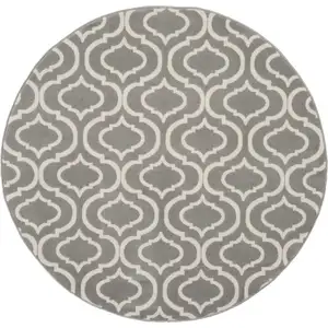 Photo of 5' Gray Round Moroccan Power Loom Area Rug