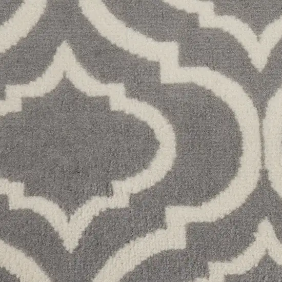 5' Gray Round Moroccan Power Loom Area Rug Photo 7