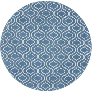 Photo of 8' Gray Round Moroccan Power Loom Area Rug