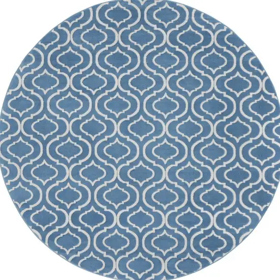 8' Gray Round Moroccan Power Loom Area Rug Photo 4