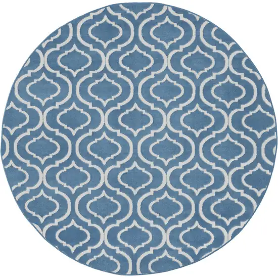 5' Gray Round Moroccan Power Loom Area Rug Photo 1