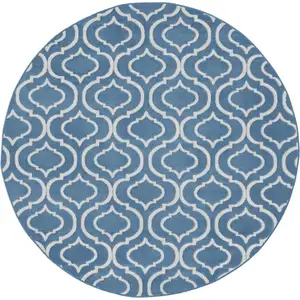 Photo of 5' Gray Round Moroccan Power Loom Area Rug