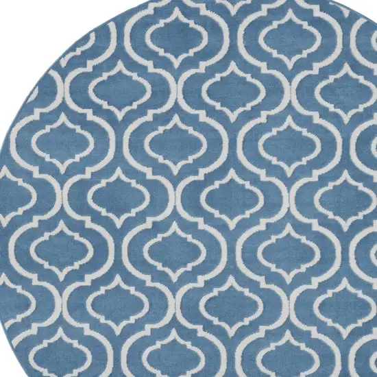 5' Gray Round Moroccan Power Loom Area Rug Photo 4