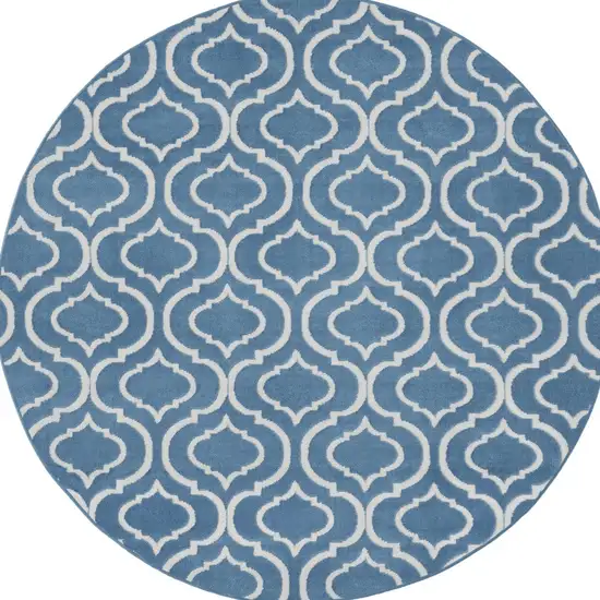 5' Gray Round Moroccan Power Loom Area Rug Photo 5