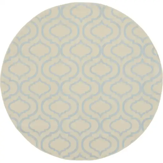 5' Gray Round Moroccan Power Loom Area Rug Photo 6