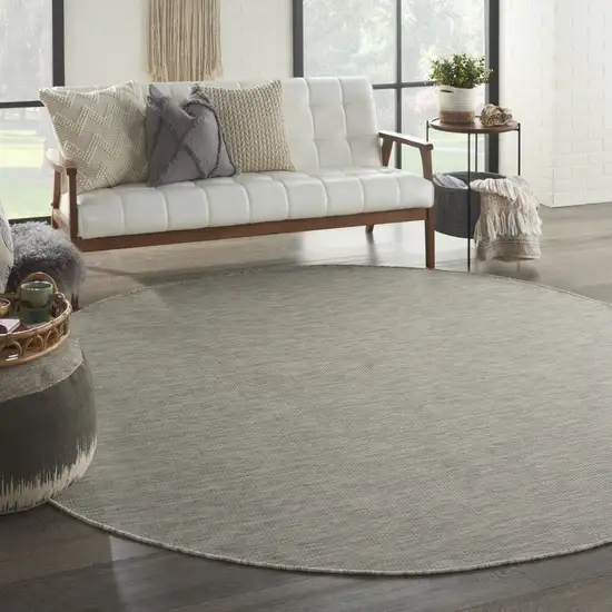 8' Gray Round Power Loom Area Rug Photo 4