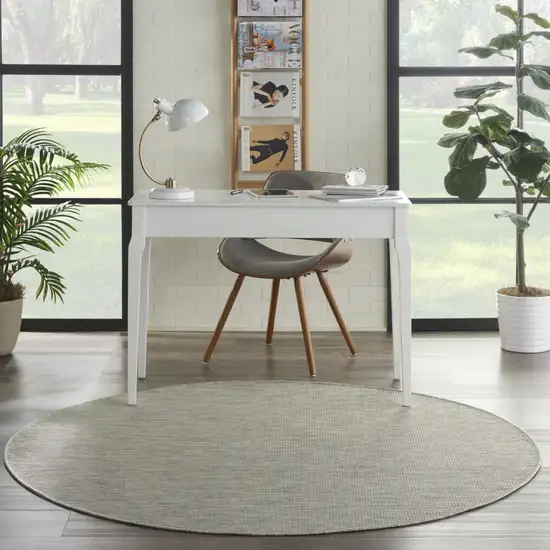 6' Gray Round Power Loom Area Rug Photo 4