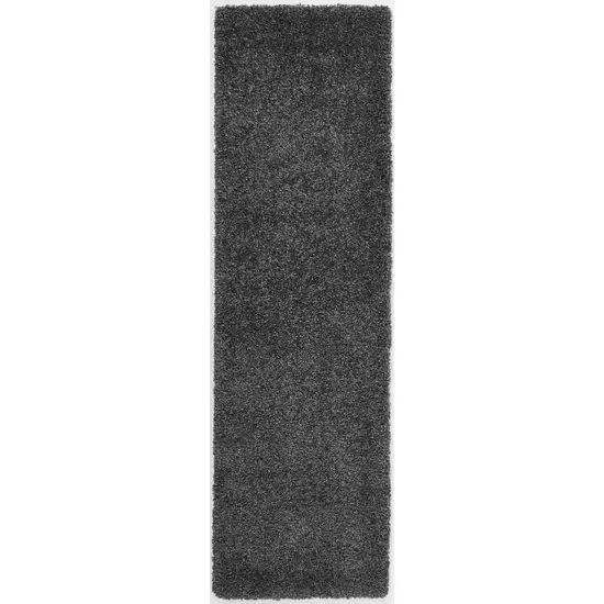 10' Gray Shag Non Skid Runner Rug Photo 2