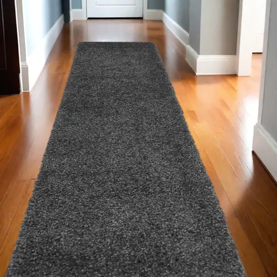 10' Gray Shag Non Skid Runner Rug Photo 1